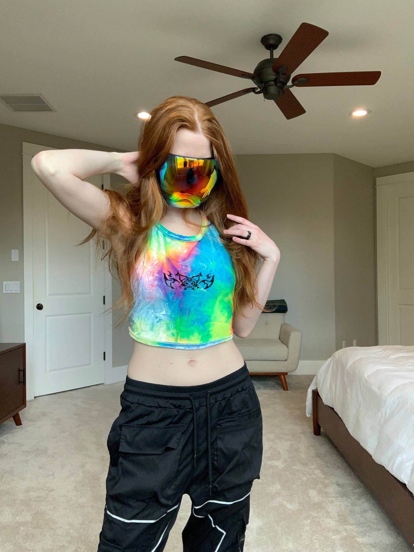 Tie Dye Evil Bunny Halter Top (S) (One of a Kind)