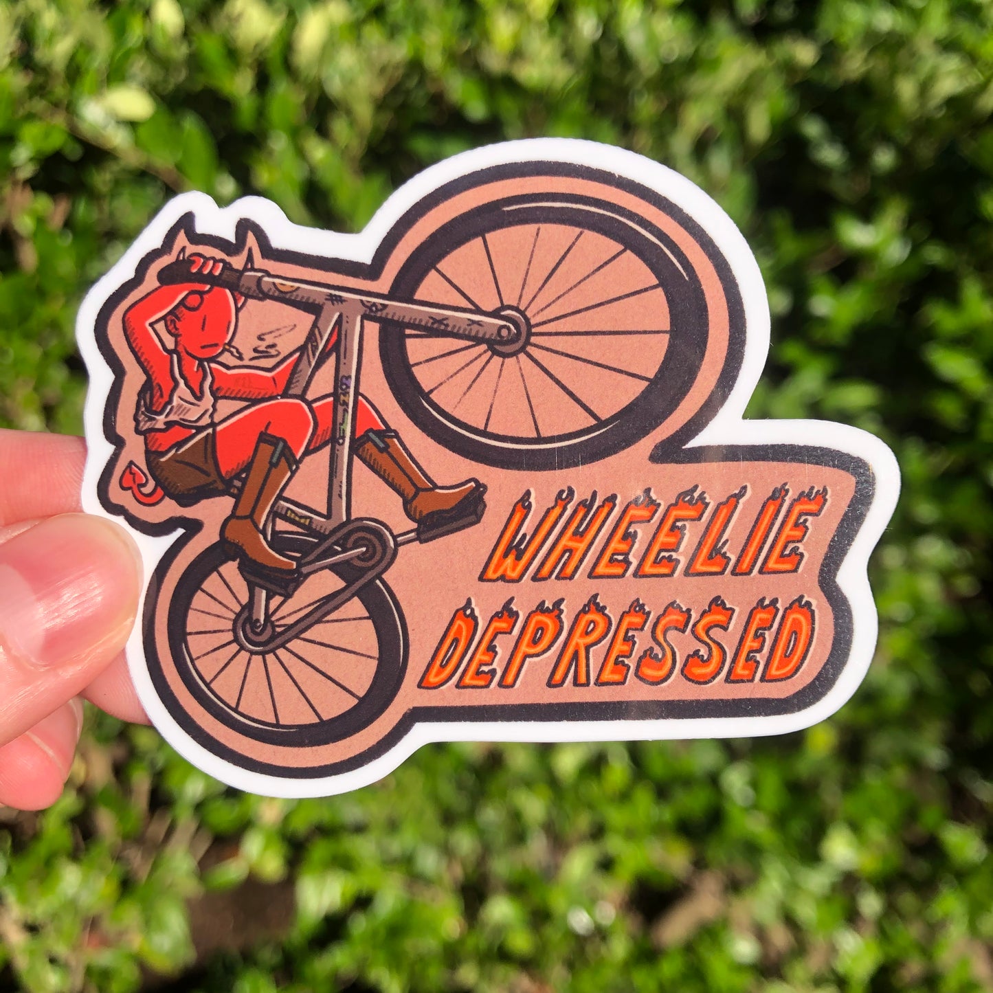 Wheelie Depressed Sticker