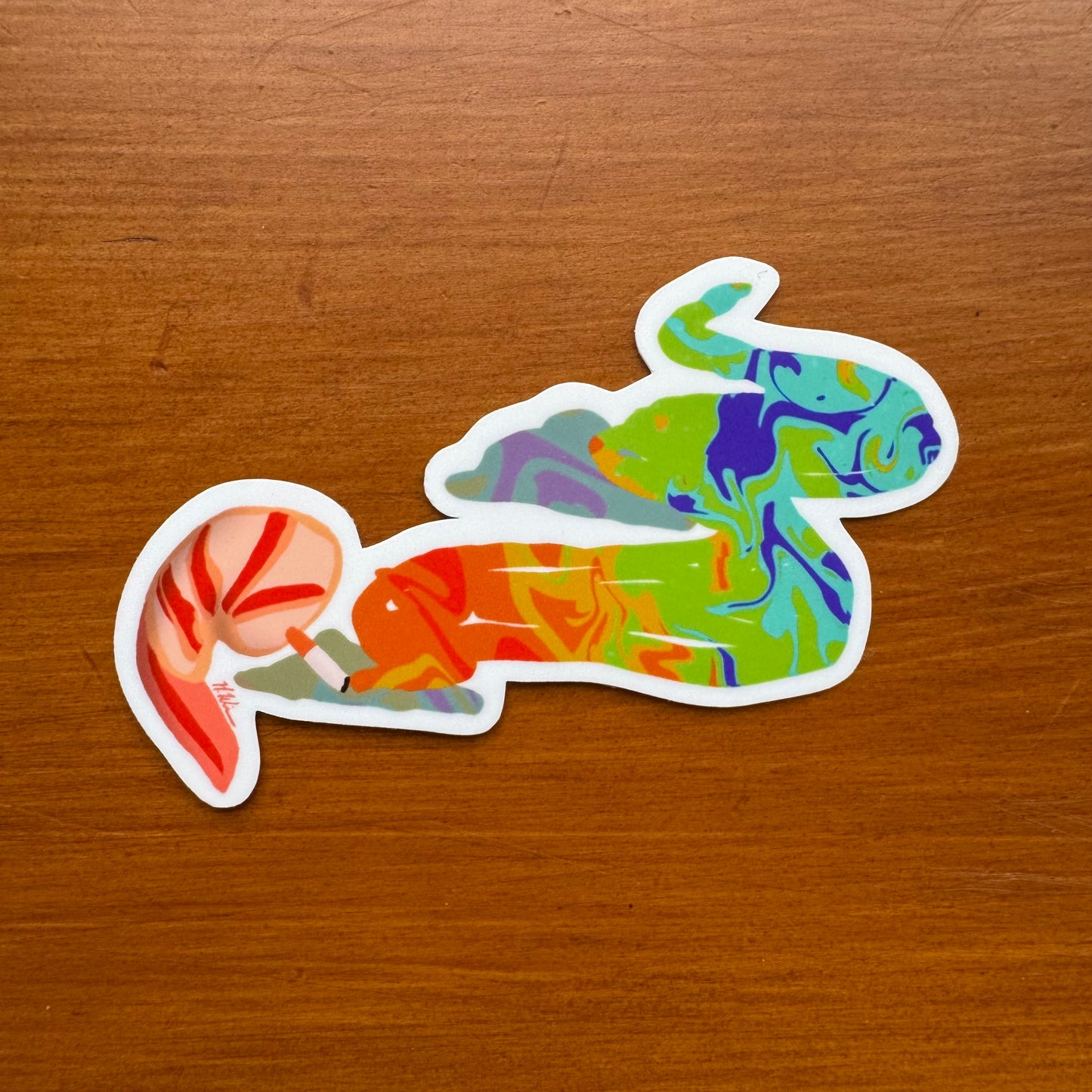 Tie-Dye Shrimp Sticker