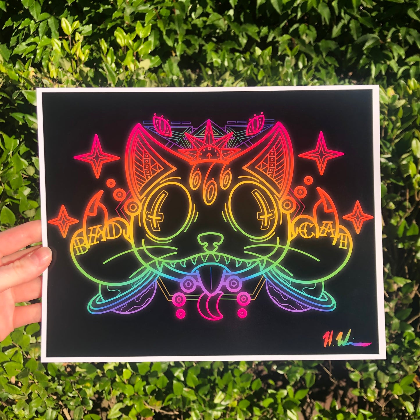 Bad Cat Rainbow Print