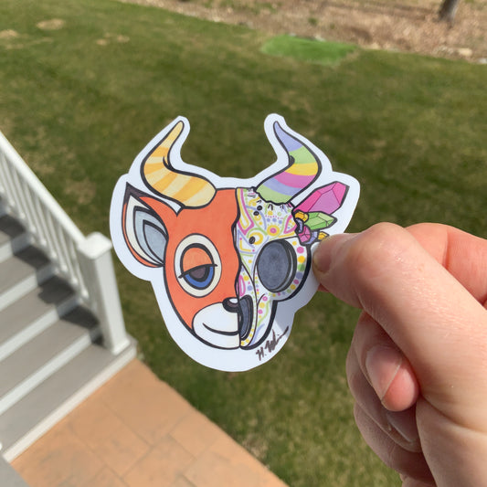 Trippy Deer Skull Sticker