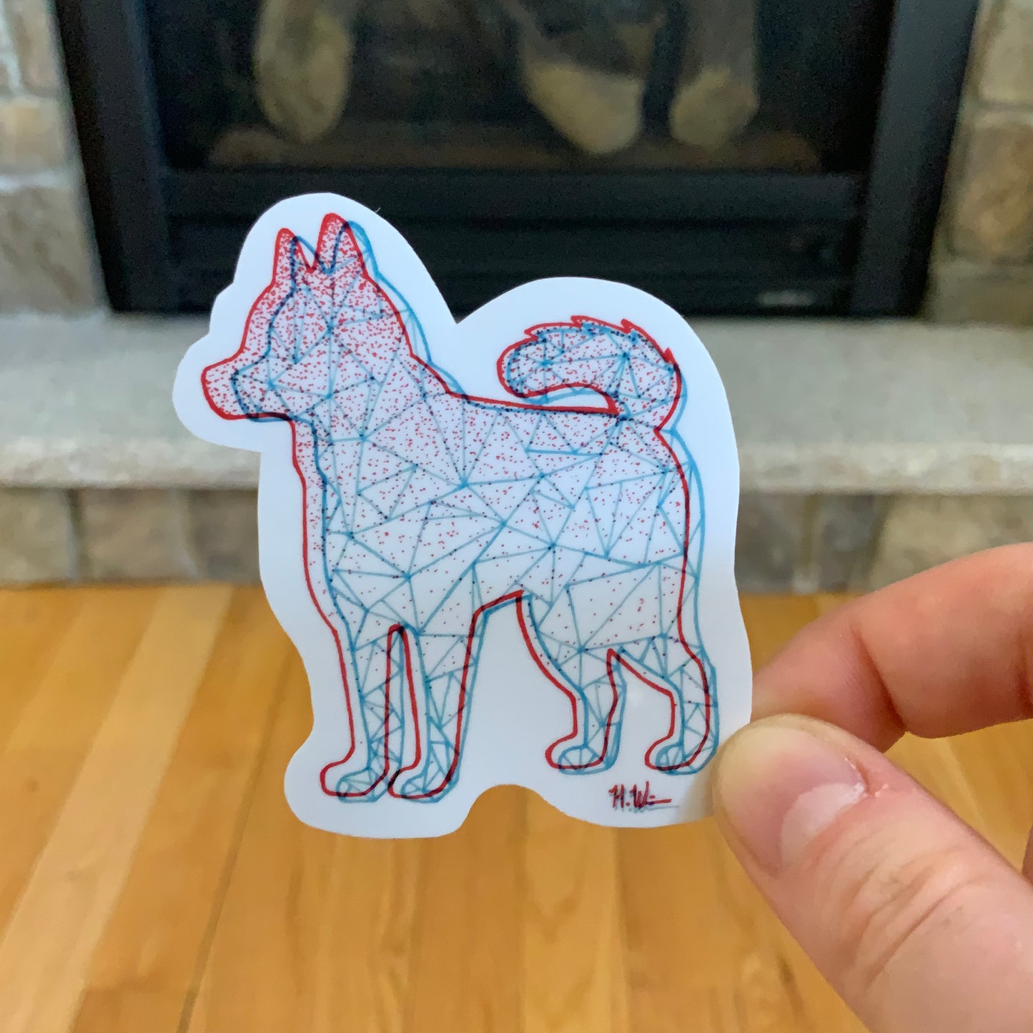 Faux 3D Geometric Husky Sticker