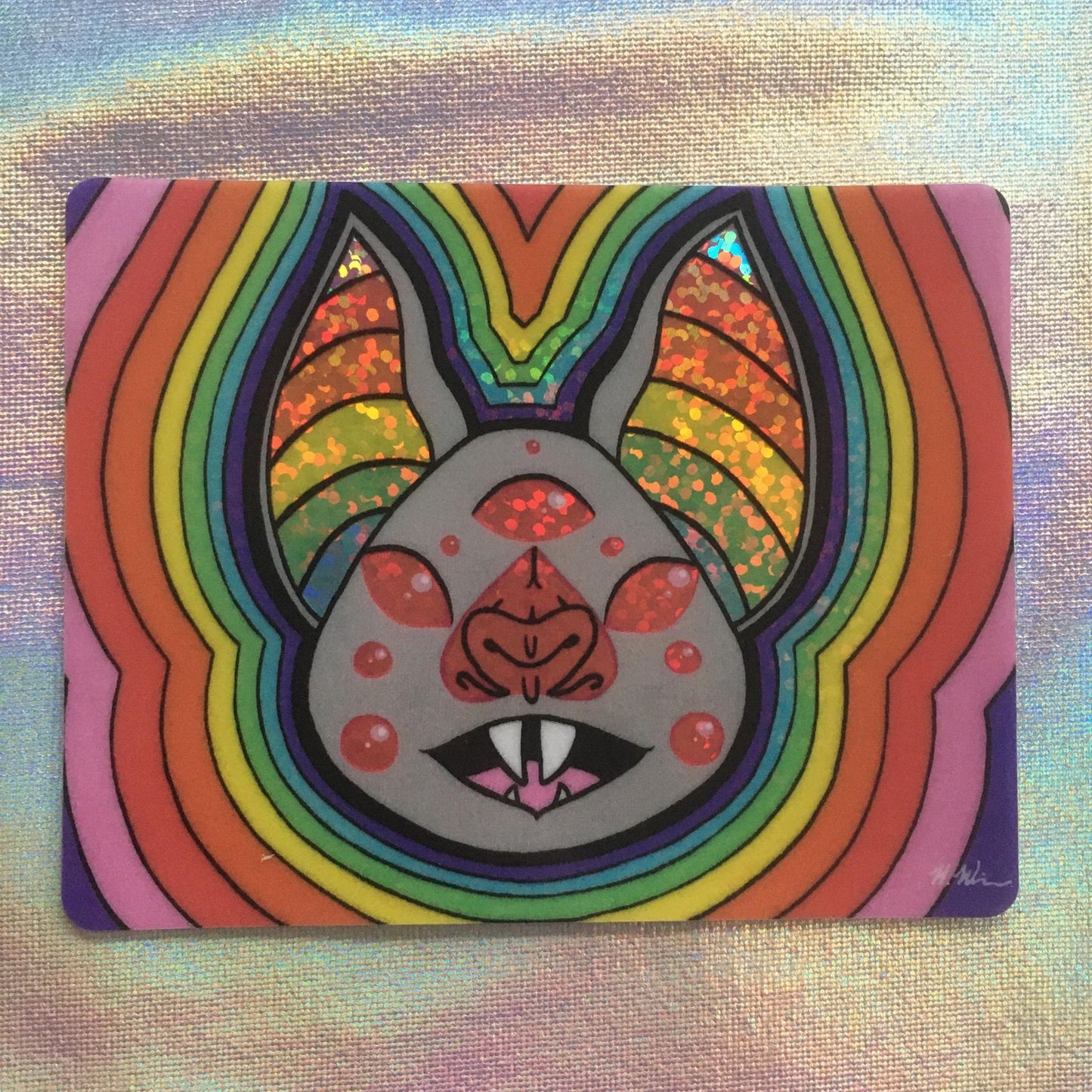 Technicolor Vampire Bat Glitter Holographic Sticker