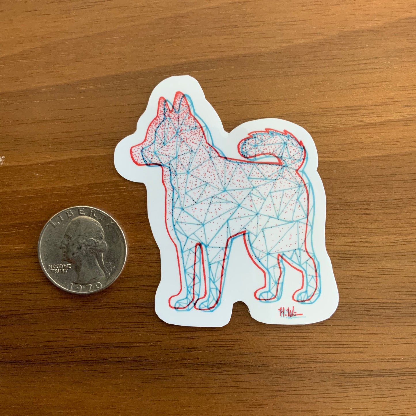 Faux 3D Geometric Husky Sticker