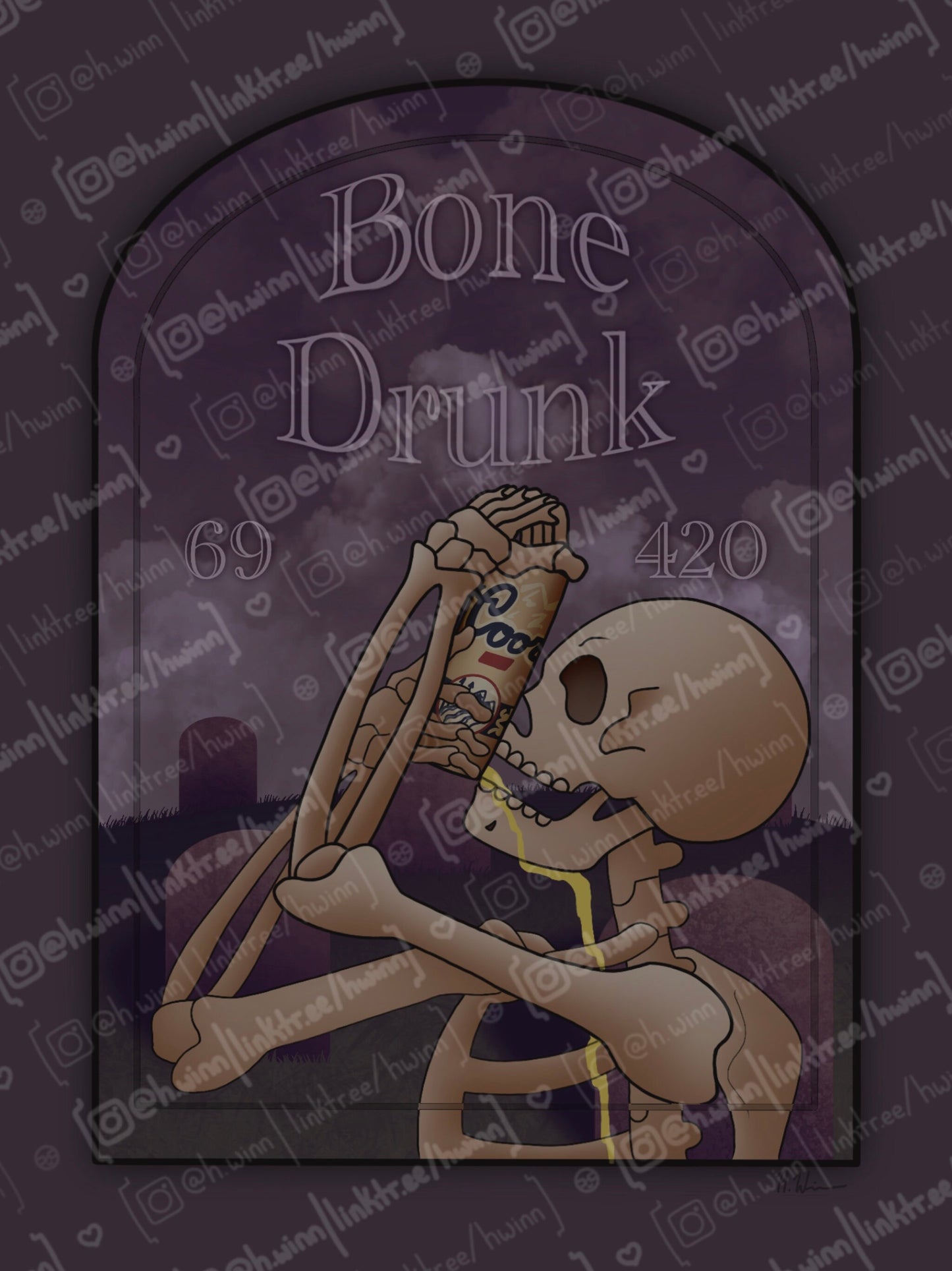Bone Drunk Skeleton Sticker
