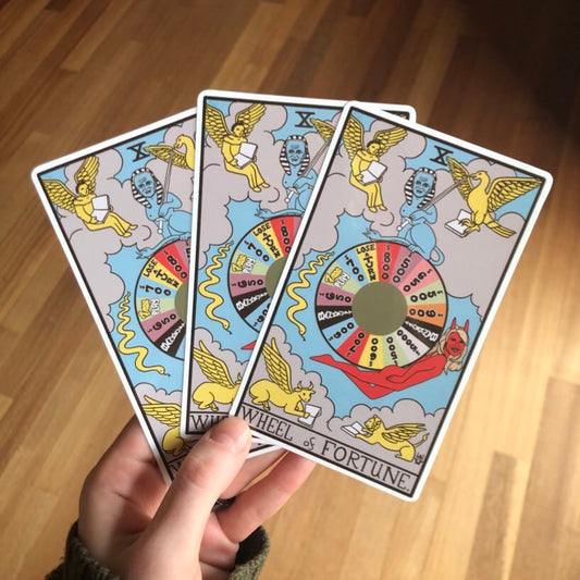 SET OF 3 Wheel of Fortune Tarot Card XL Stickers